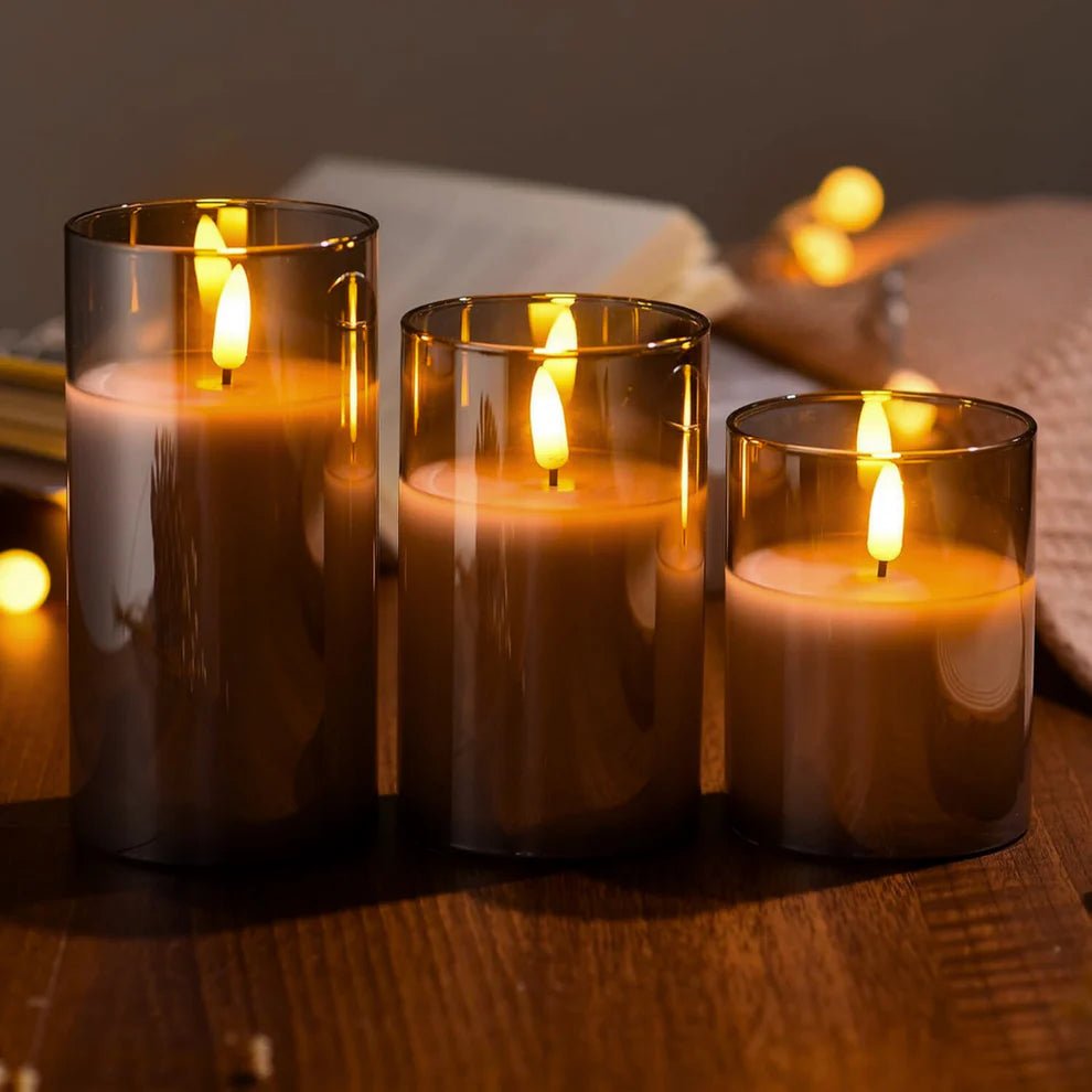 סט נרות חשמליים - Bordo - בורדו