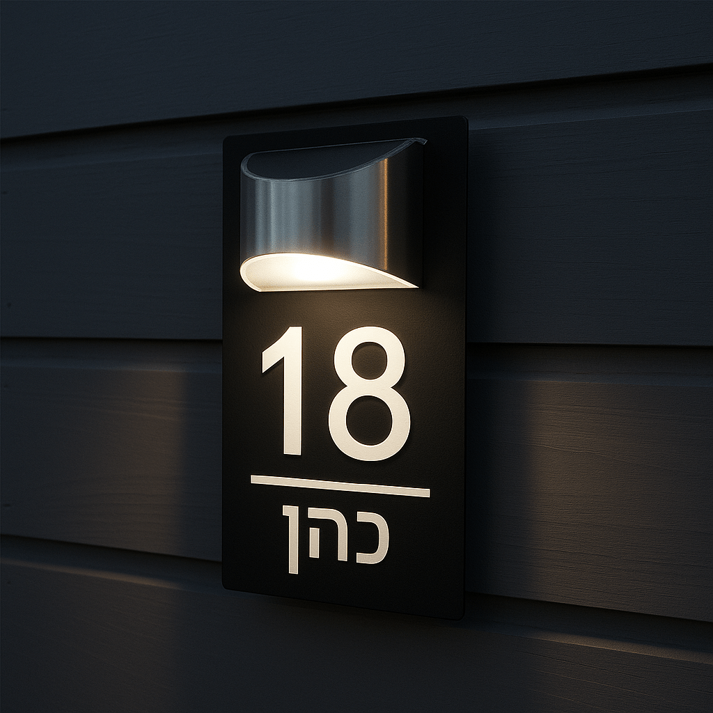 שלט כתובת עם תאורה סולרית - Bordo - בורדו