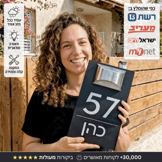 שלט בהתאמה אישית עם תאורה סולרית - Bordo - בורדו